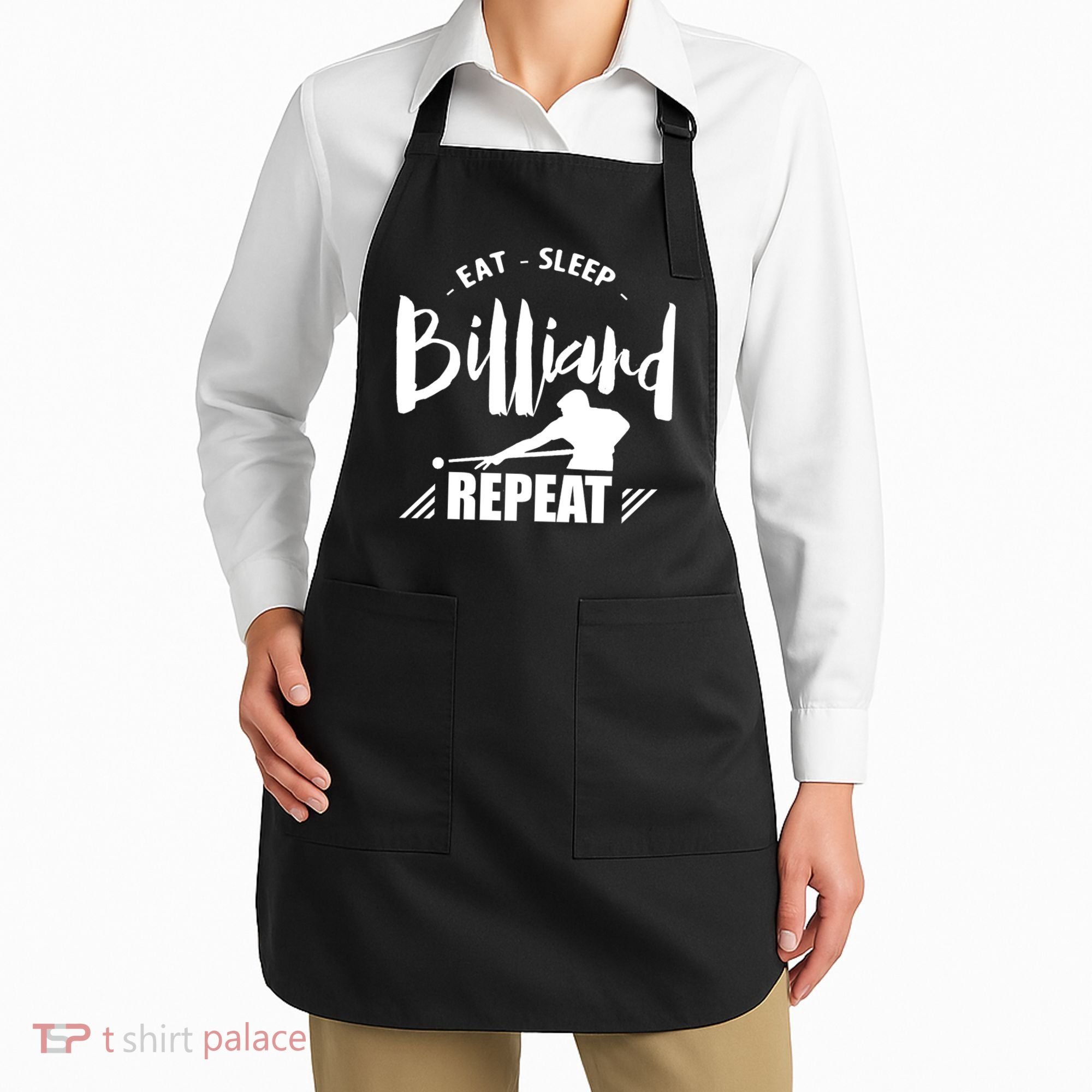 Billiards Dad Funny Eat Sleep Billiards Repeat Gift Father's Day Apron