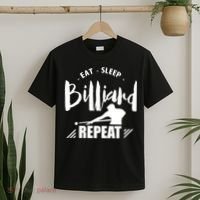 Billiards Dad Funny Eat Sleep Billiards Repeat Gift Father's Day T-Shirt thumb 2