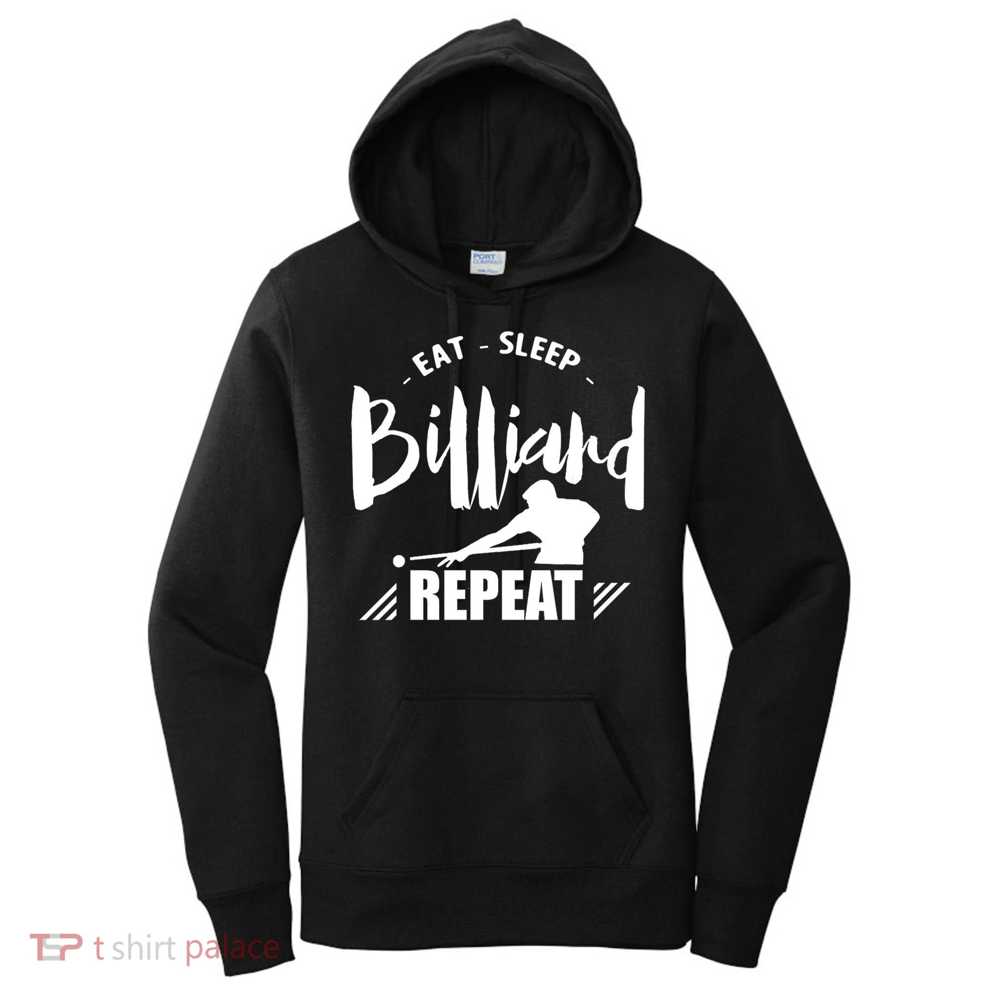 Billiards Dad Funny Eat Sleep Billiards Repeat Gift Father's Day Women's Hoodie