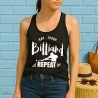 Billiards Dad Funny Eat Sleep Billiards Repeat Gift Father's Day Women's Tank Top thumb 2