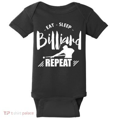 Billiards Dad Funny Eat Sleep Billiards Repeat Gift Father's Day Baby Bodysuit