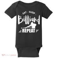 Billiards Dad Funny Eat Sleep Billiards Repeat Gift Father's Day Baby Bodysuit thumb 0