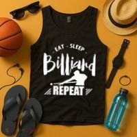 Billiards Dad Funny Eat Sleep Billiards Repeat Gift Father's Day Tank Top thumb 4