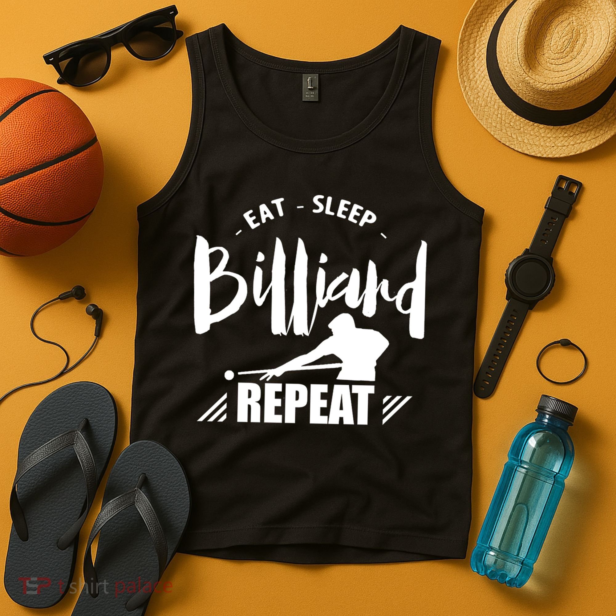 Billiards Dad Funny Eat Sleep Billiards Repeat Gift Father's Day Tank Top