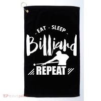 Billiards Dad Funny Eat Sleep Billiards Repeat Gift Father's Day Golf Towel thumb 0