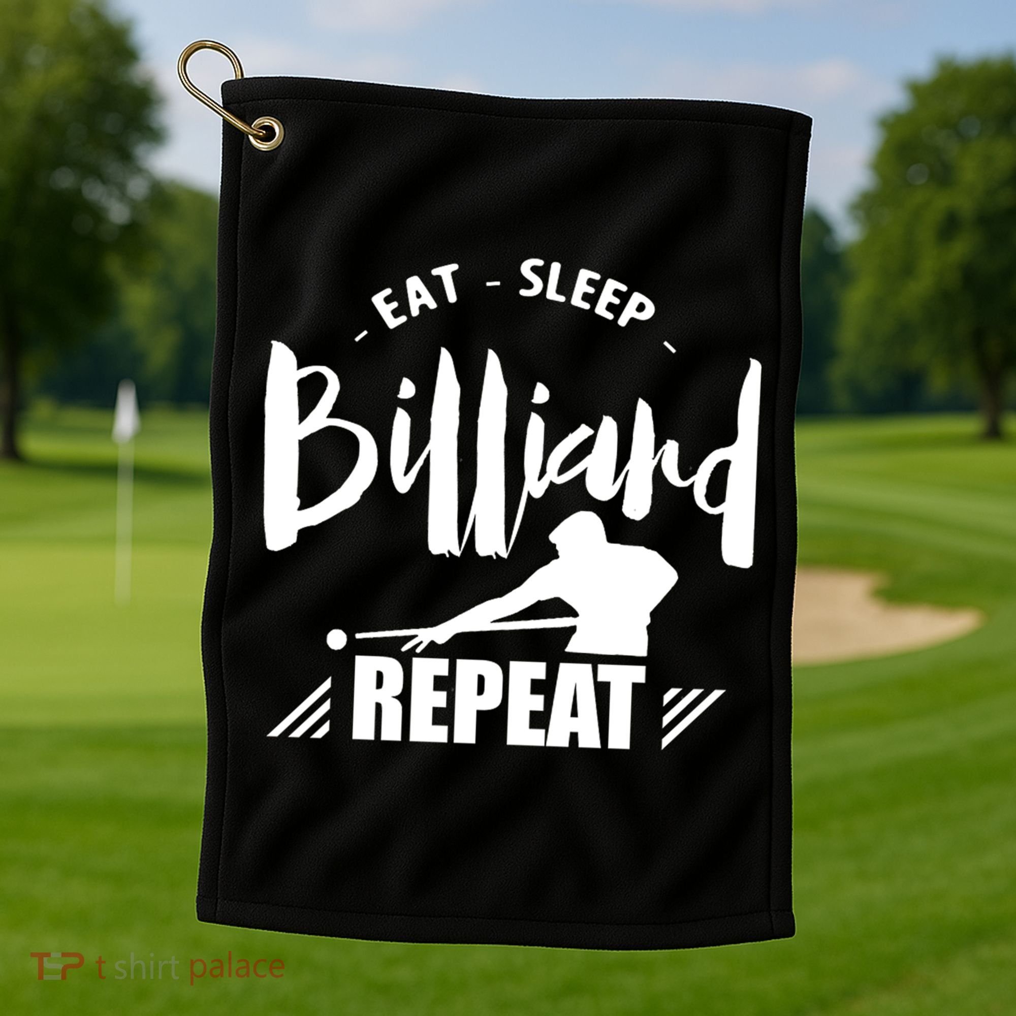 Billiards Dad Funny Eat Sleep Billiards Repeat Gift Father's Day Golf Towel