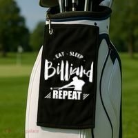Billiards Dad Funny Eat Sleep Billiards Repeat Gift Father's Day Golf Towel thumb 2