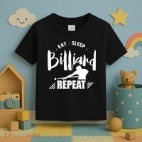 Billiards Dad Funny Eat Sleep Billiards Repeat Gift Father's Day Toddler T-Shirt thumb 3