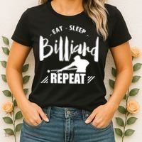 Billiards Dad Funny Eat Sleep Billiards Repeat Gift Father's Day Women's T-Shirt thumb 2