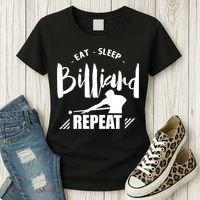 Billiards Dad Funny Eat Sleep Billiards Repeat Gift Father's Day Women's T-Shirt thumb 3
