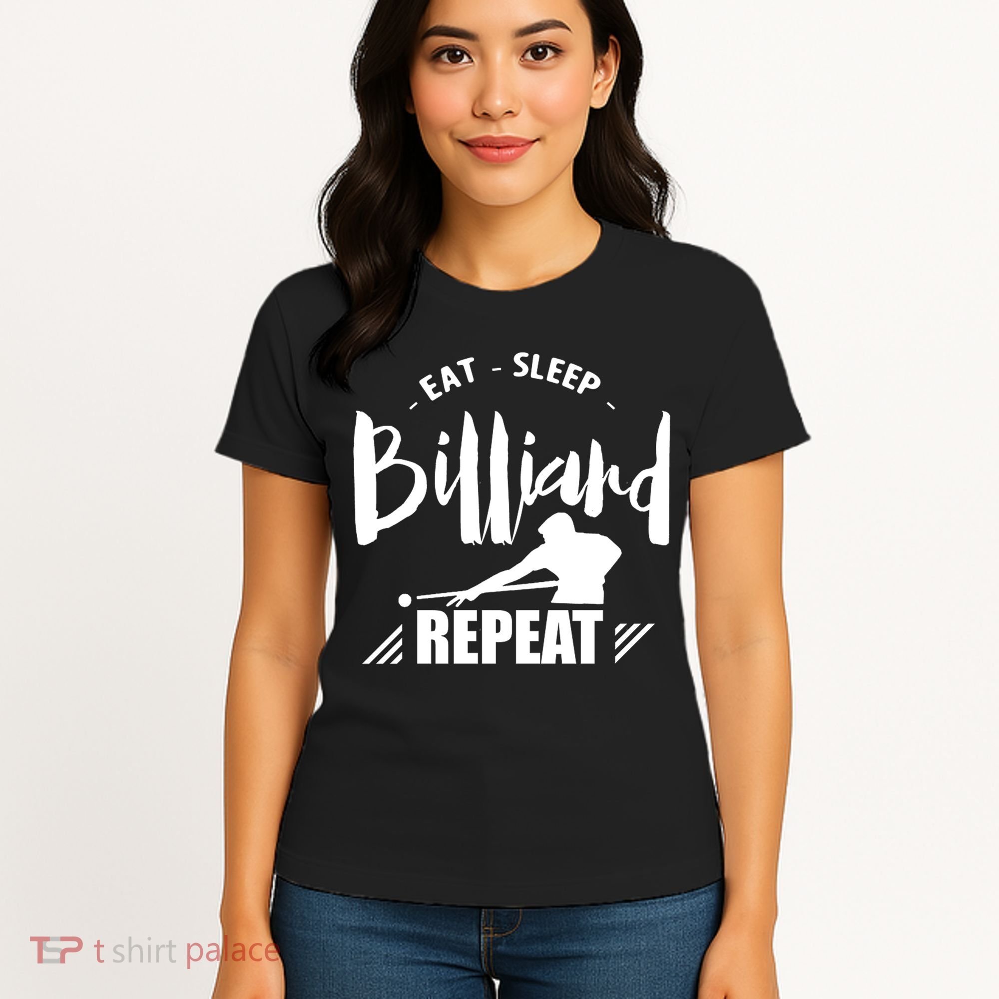 Billiards Dad Funny Eat Sleep Billiards Repeat Gift Father's Day Women's T-Shirt