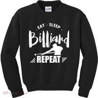 Billiards Dad Funny Eat Sleep Billiards Repeat Gift Father's Day Kids Sweatshirt thumb 0
