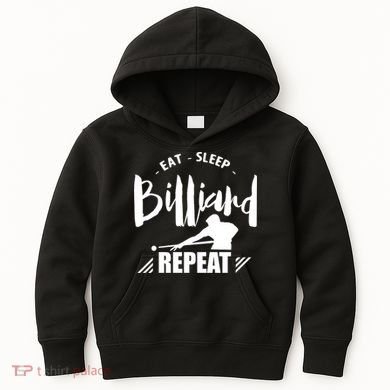 Billiards Dad Funny Eat Sleep Billiards Repeat Gift Father's Day Kids Hoodie