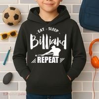 Billiards Dad Funny Eat Sleep Billiards Repeat Gift Father's Day Kids Hoodie thumb 2
