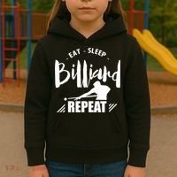 Billiards Dad Funny Eat Sleep Billiards Repeat Gift Father's Day Kids Hoodie thumb 3