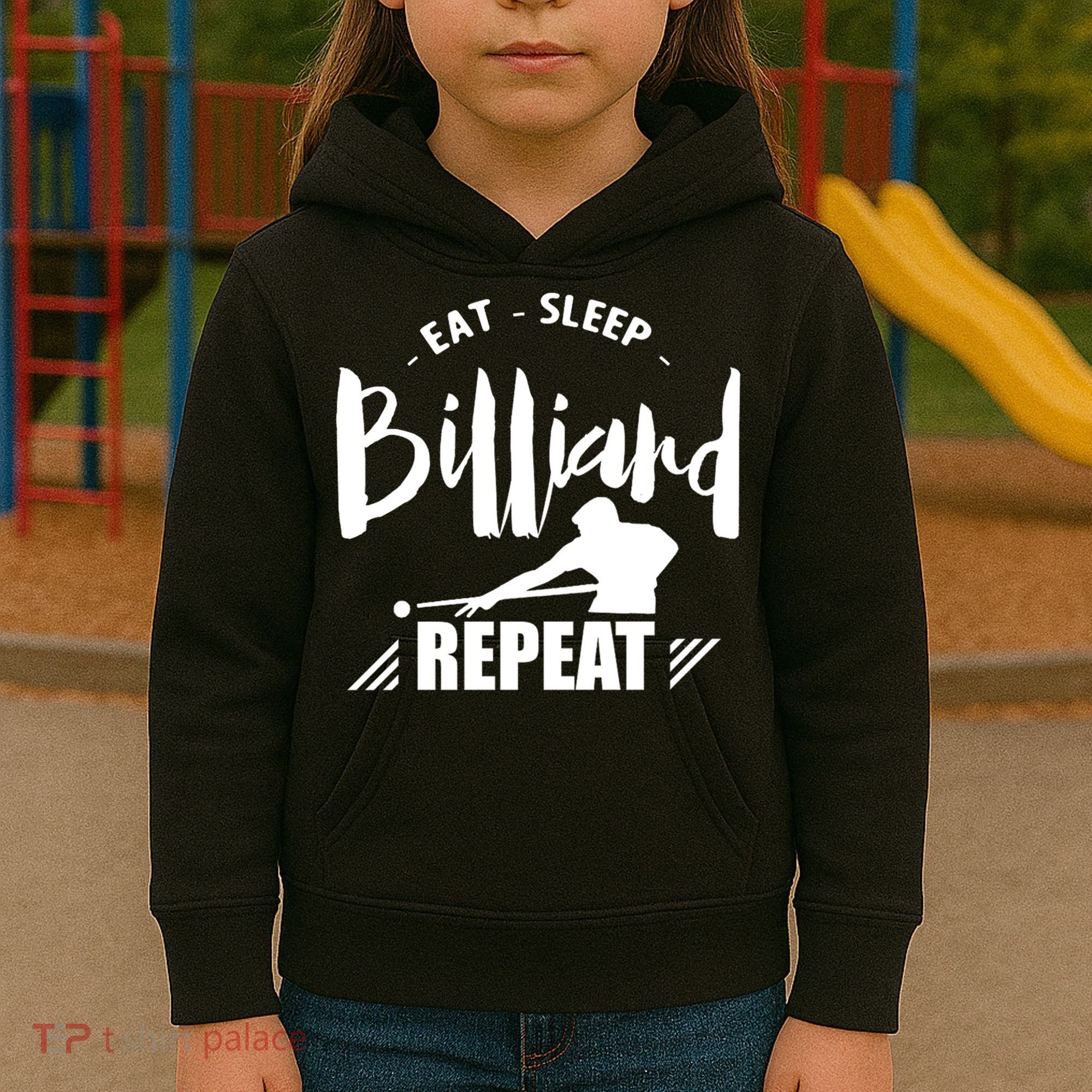 Billiards Dad Funny Eat Sleep Billiards Repeat Gift Father's Day Kids Hoodie