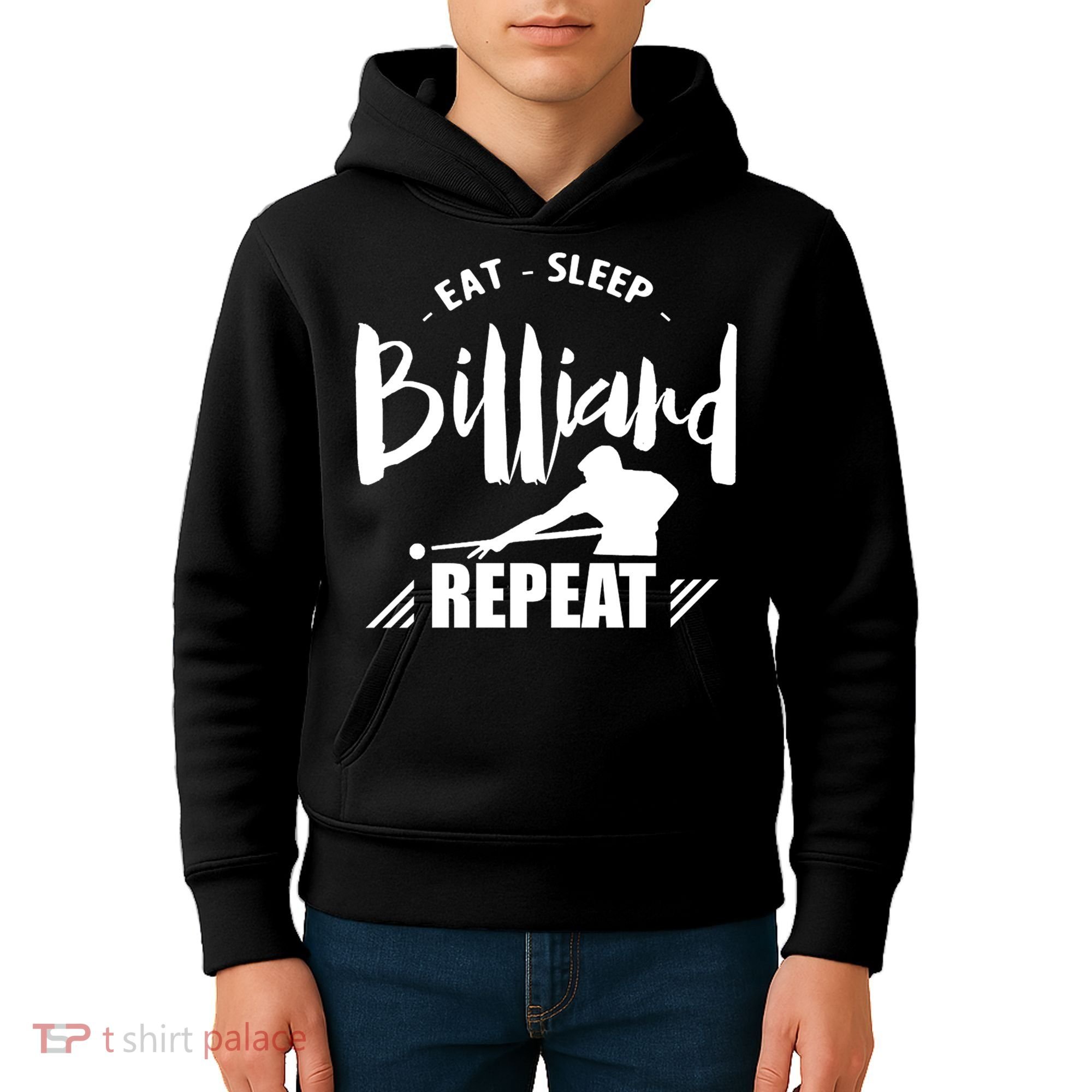 Billiards Dad Funny Eat Sleep Billiards Repeat Gift Father's Day Kids Hoodie