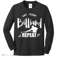 Billiards Dad Funny Eat Sleep Billiards Repeat Gift Father's Day Kids Long Sleeve Shirt thumb 0