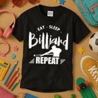 Billiards Dad Funny Eat Sleep Billiards Repeat Gift Father's Day Kids T-Shirt thumb 3