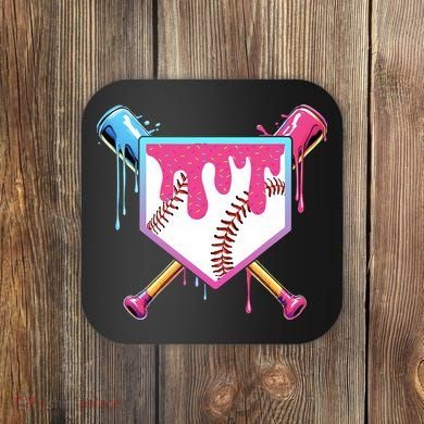 Baseball Drip For Boy Ice Cream Drip Baseball  Coaster