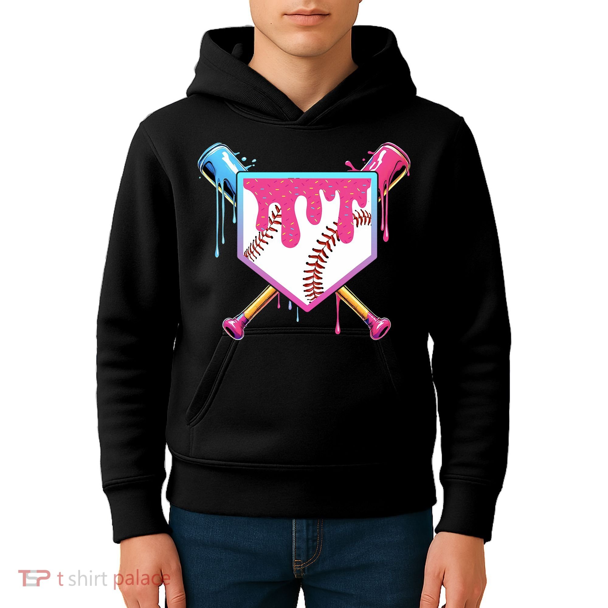 Baseball Drip For Boy Ice Cream Drip Baseball  Kids Hoodie