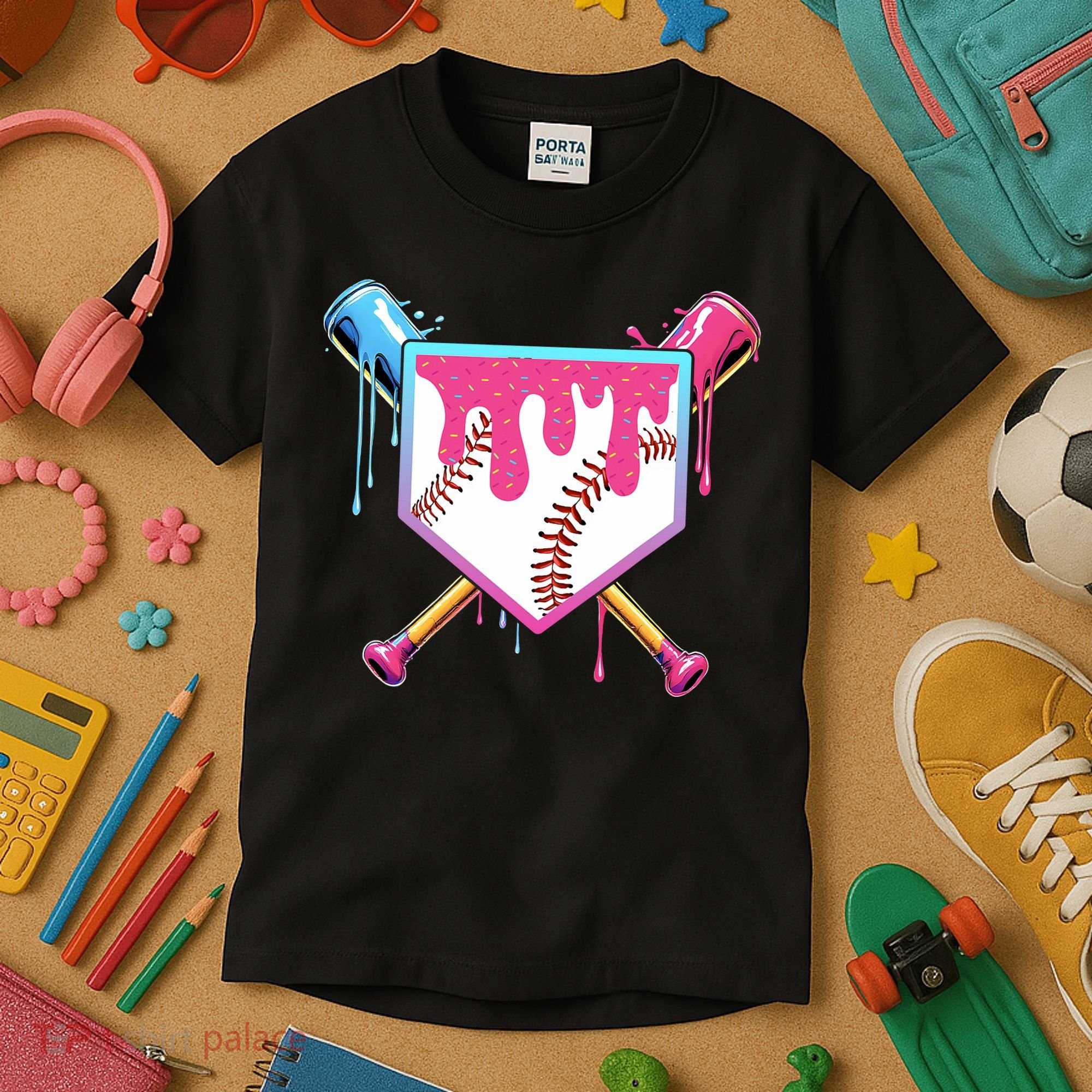 Baseball Drip For Boy Ice Cream Drip Baseball  Kids T-Shirt