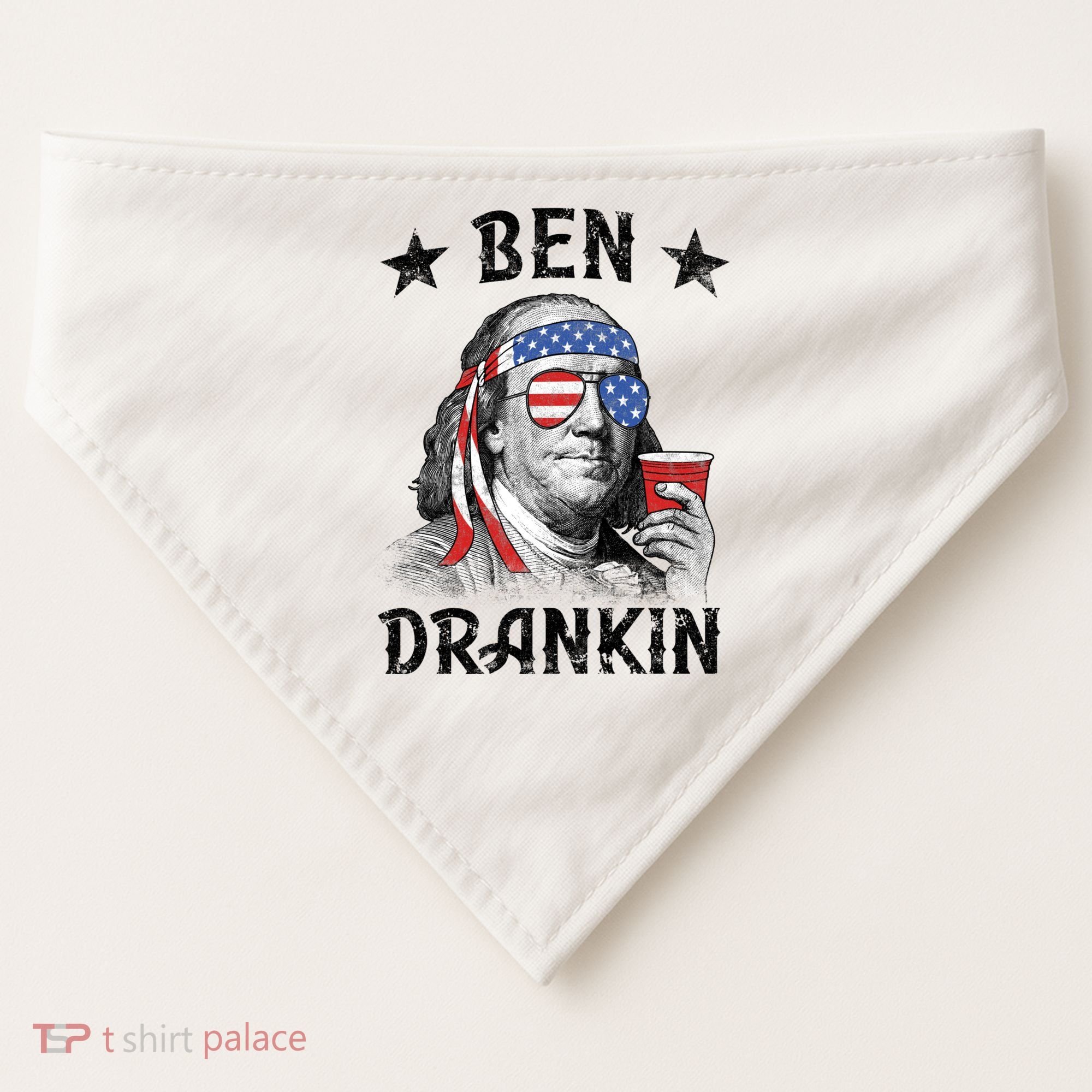 Ben Drankin Funny 4th Of July USA-Made Doggie Bandana
