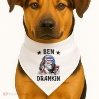 Ben Drankin Funny 4th Of July USA-Made Doggie Bandana thumb 1