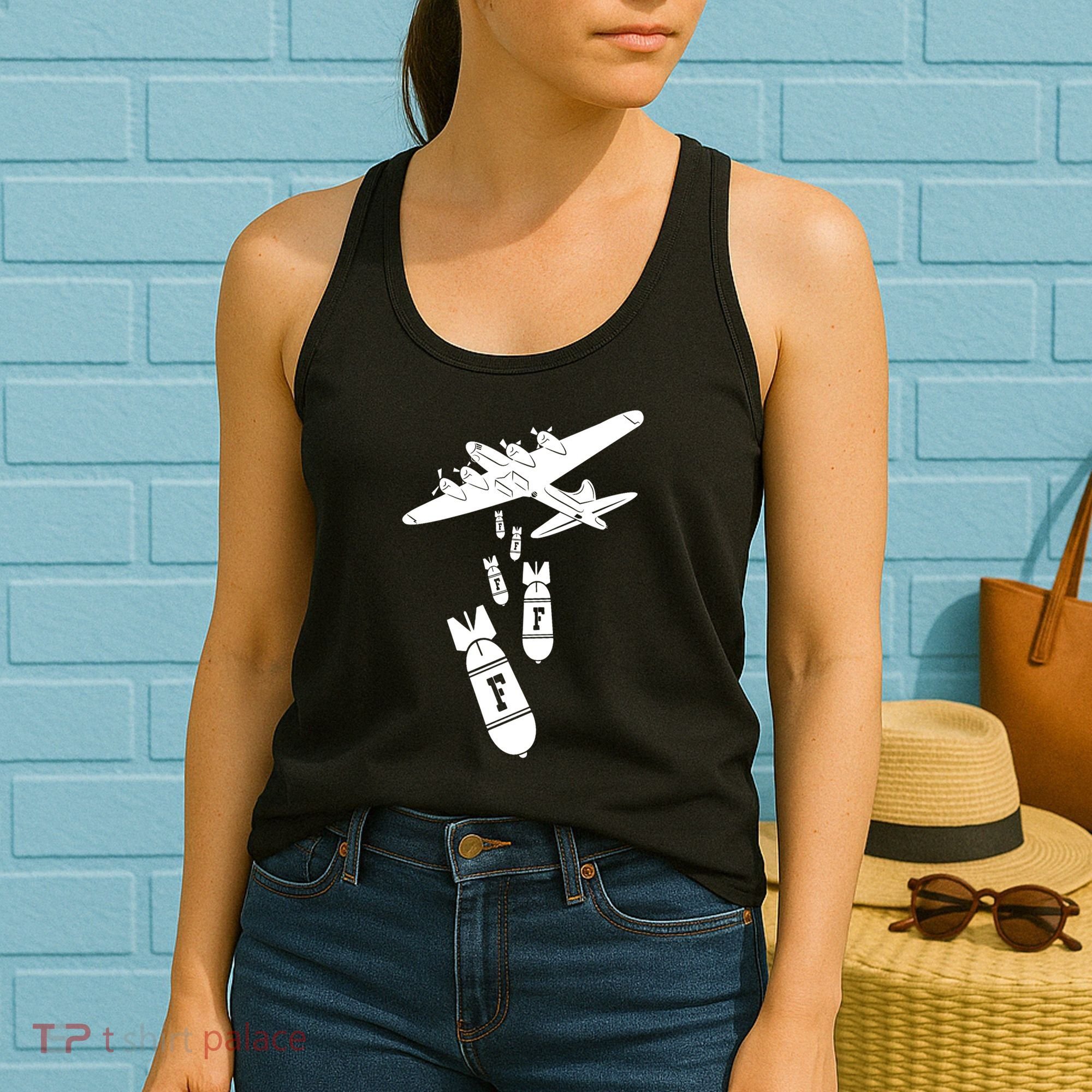 Bomber Dropping F Bombs Funny Women's Tank Top