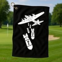 Bomber Dropping F Bombs Funny Golf Towel thumb 1