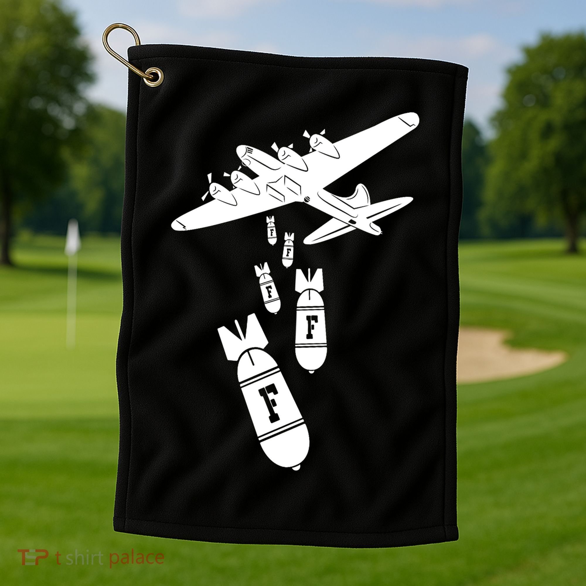Bomber Dropping F Bombs Funny Golf Towel