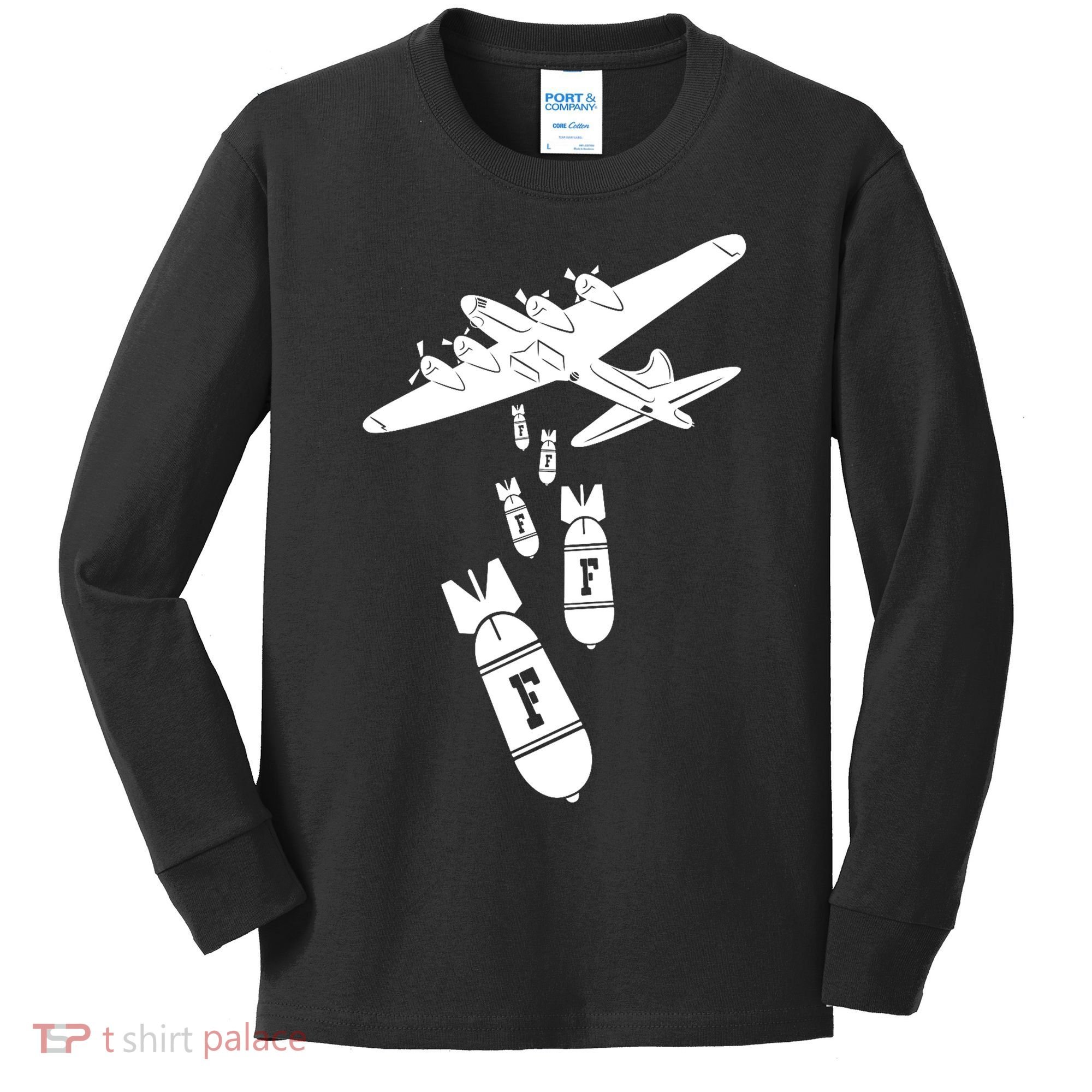 Bomber Dropping F Bombs Funny Kids Long Sleeve Shirt