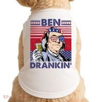 Ben Drankin Funny 4th Of July Drinking Presidents Doggie Tank thumb 0