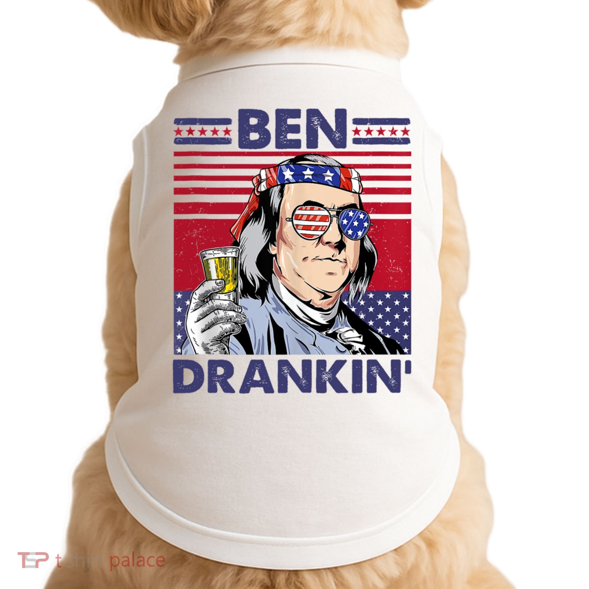 Ben Drankin Funny 4th Of July Drinking Presidents Doggie Tank