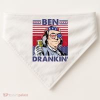 Ben Drankin Funny 4th Of July Drinking Presidents USA-Made Doggie Bandana thumb 0