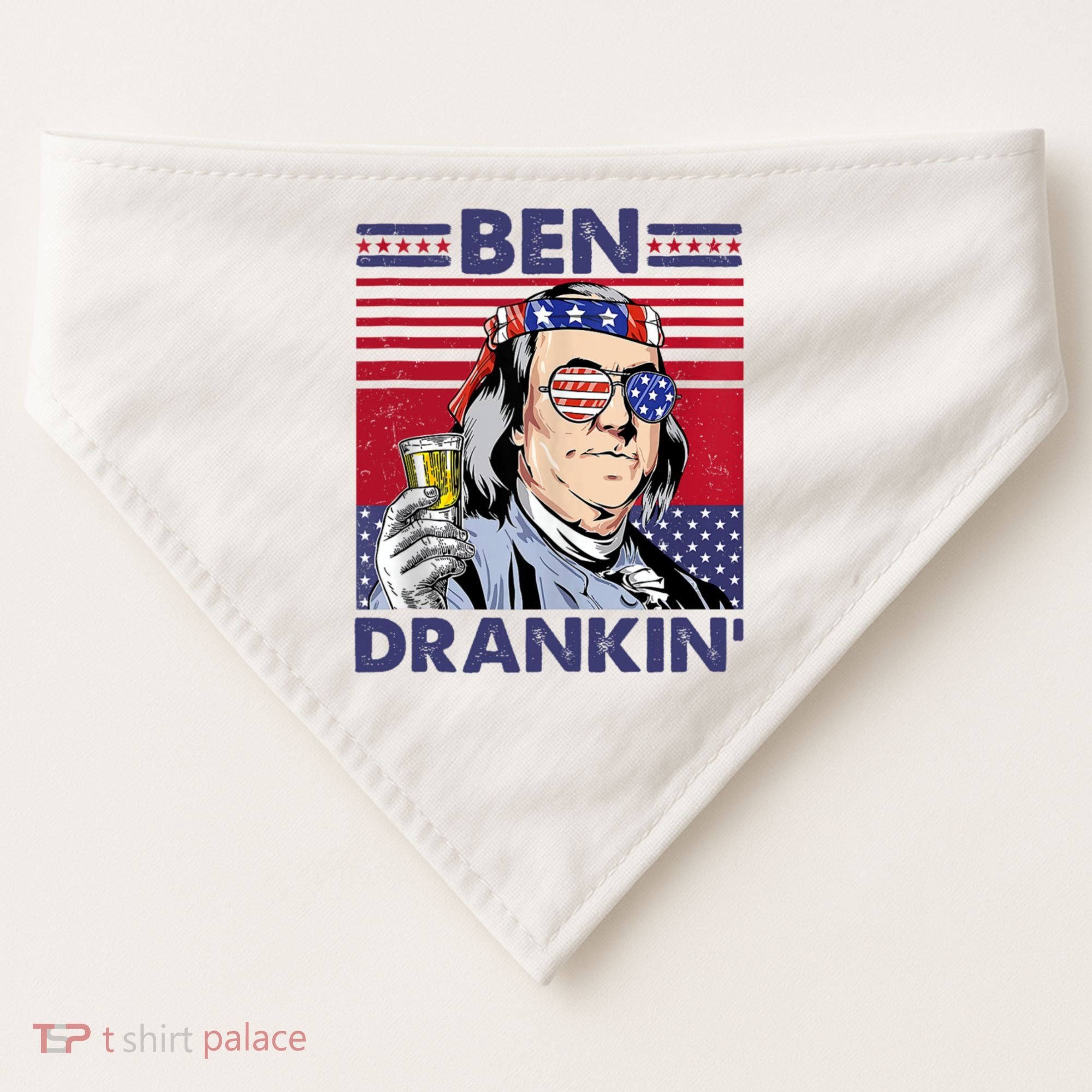 Ben Drankin Funny 4th Of July Drinking Presidents USA-Made Doggie Bandana