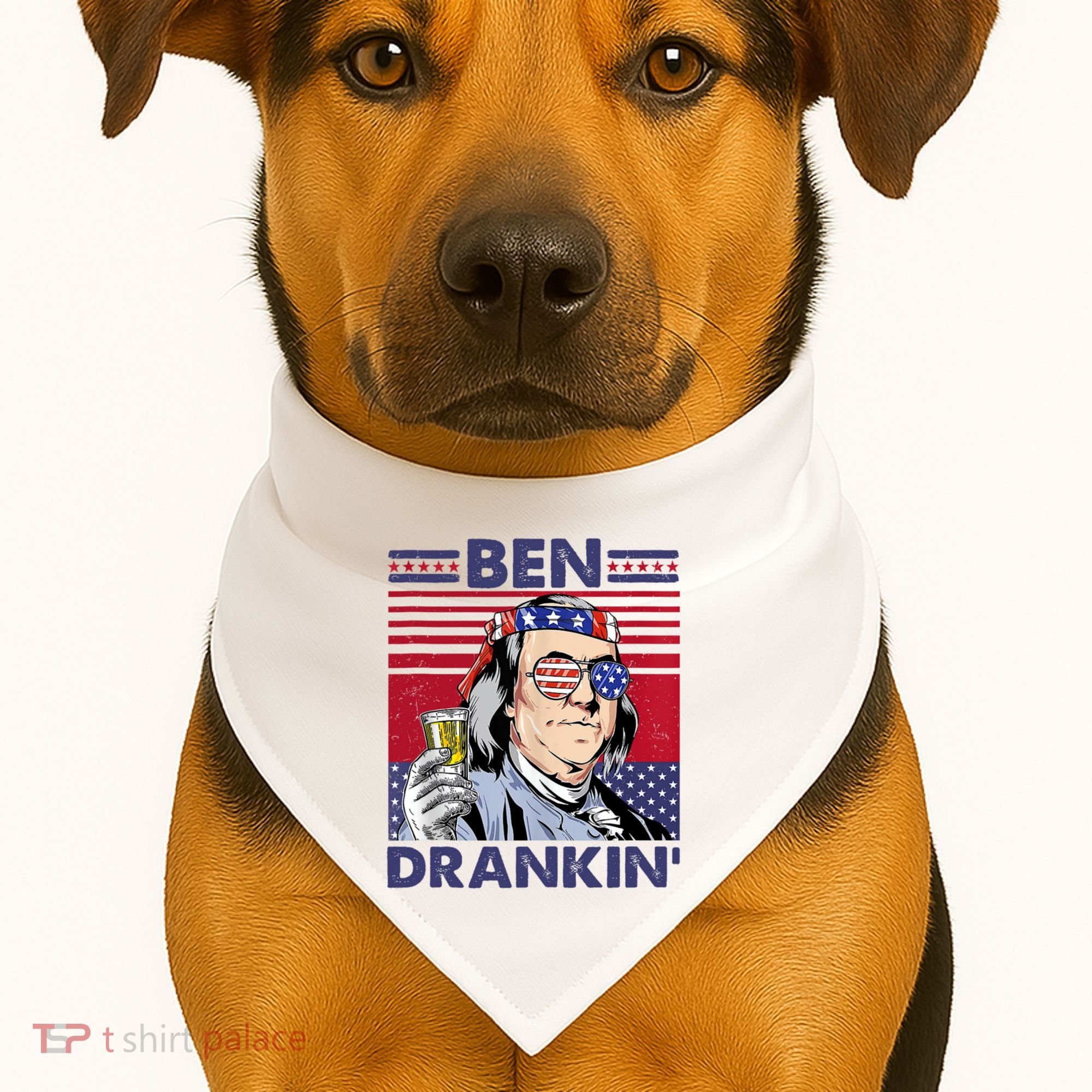 Ben Drankin Funny 4th Of July Drinking Presidents USA-Made Doggie Bandana