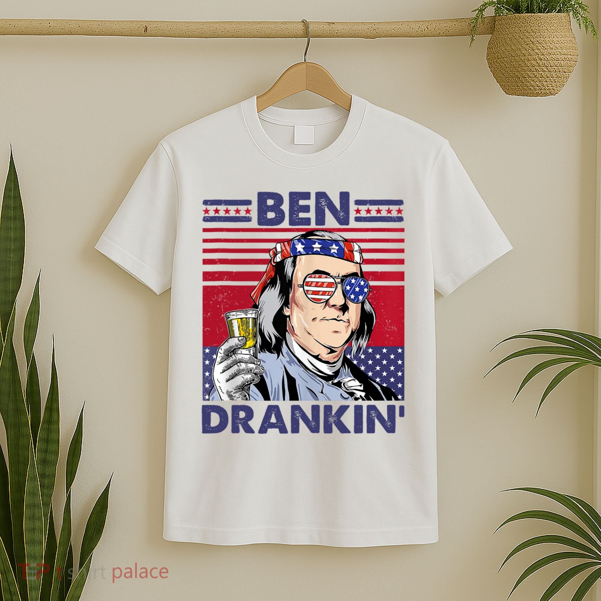 Ben Drankin Funny 4th Of July Drinking Presidents T-Shirt
