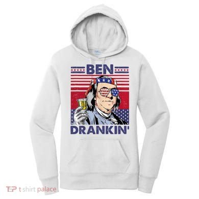 Ben Drankin Funny 4th Of July Drinking Presidents Women's Hoodie