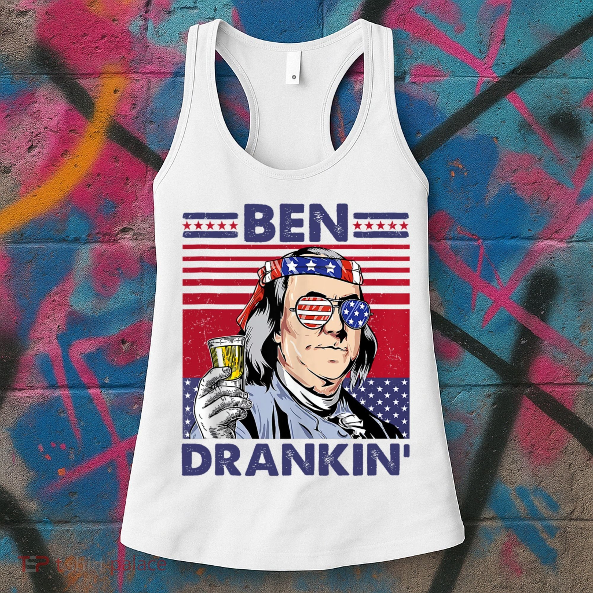 Ben Drankin Funny 4th Of July Drinking Presidents Women's Tank Top