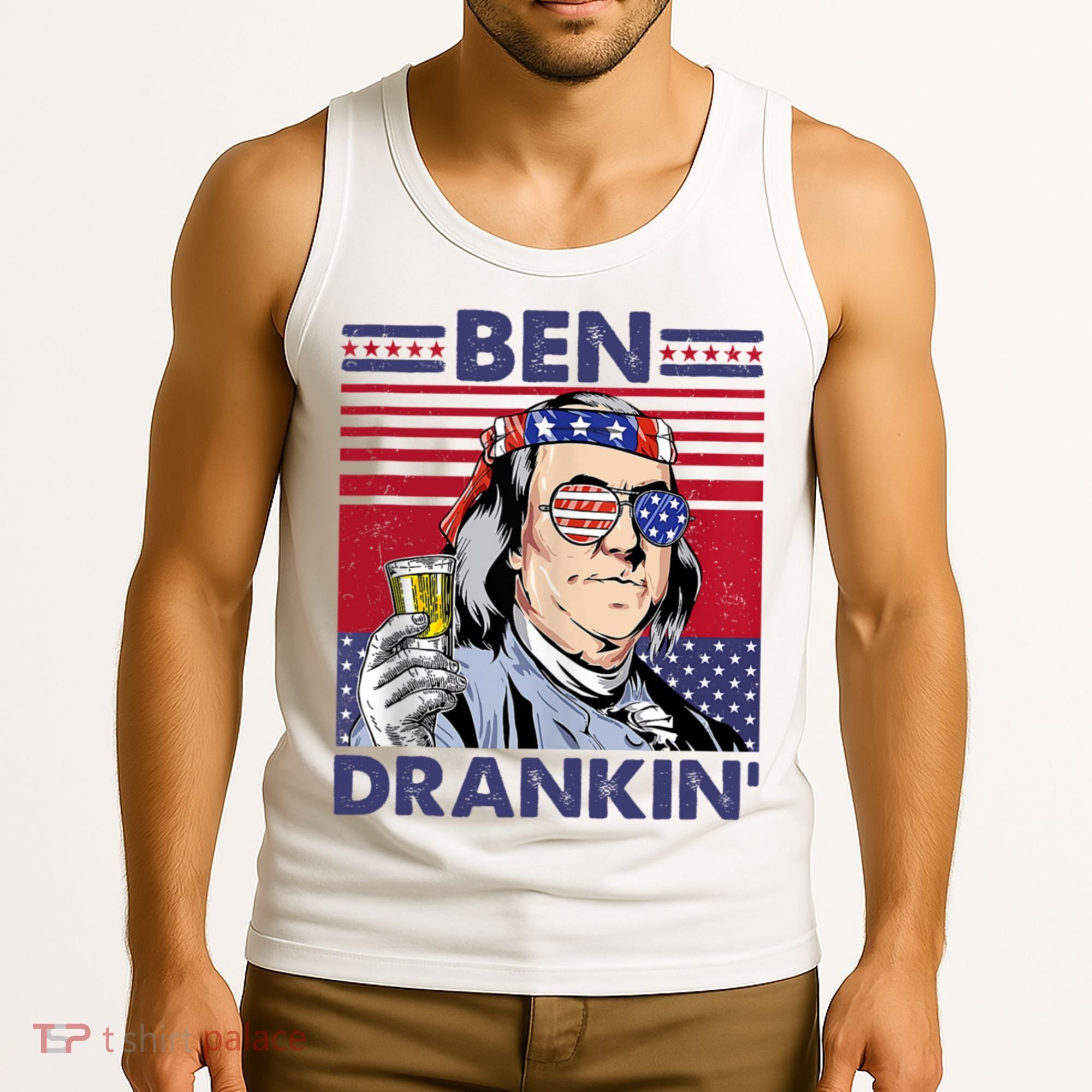 Ben Drankin Funny 4th Of July Drinking Presidents Tank Top