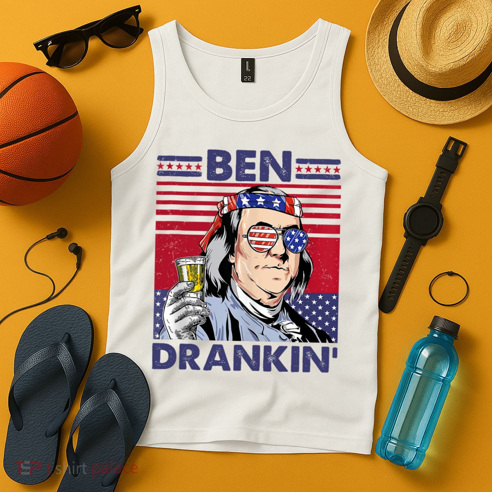Ben Drankin Funny 4th Of July Drinking Presidents Tank Top