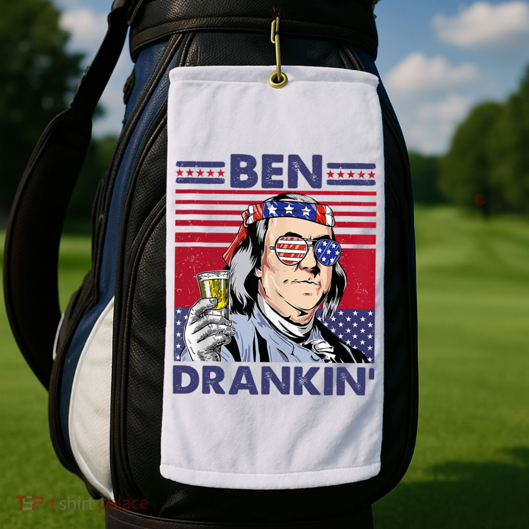 Ben Drankin Funny 4th Of July Drinking Presidents Golf Towel