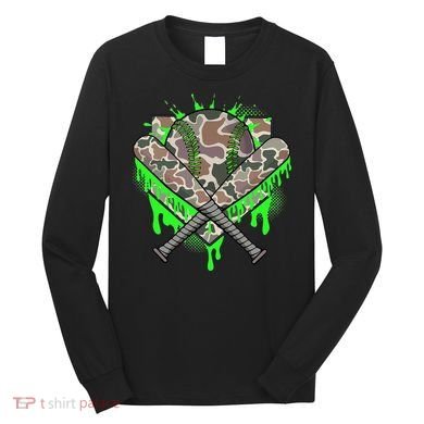 Baseball Drip For Ice Cream Dripping Baseball Camo Long Sleeve Shirt
