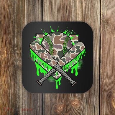 Baseball Drip For Ice Cream Dripping Baseball Camo Coaster