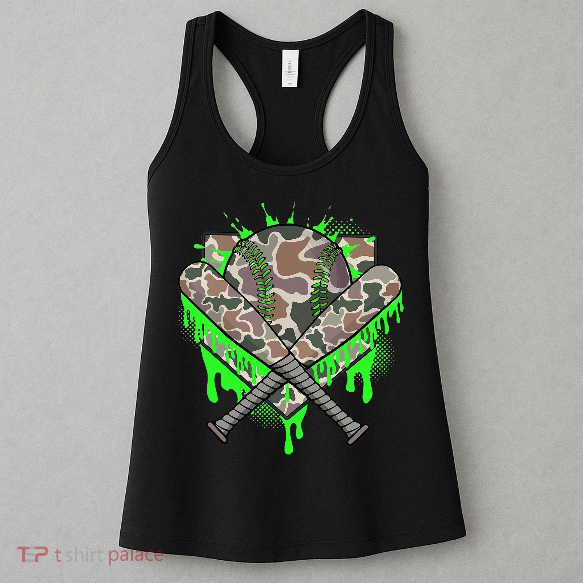 Baseball Drip For Ice Cream Dripping Baseball Camo Women's Tank Top