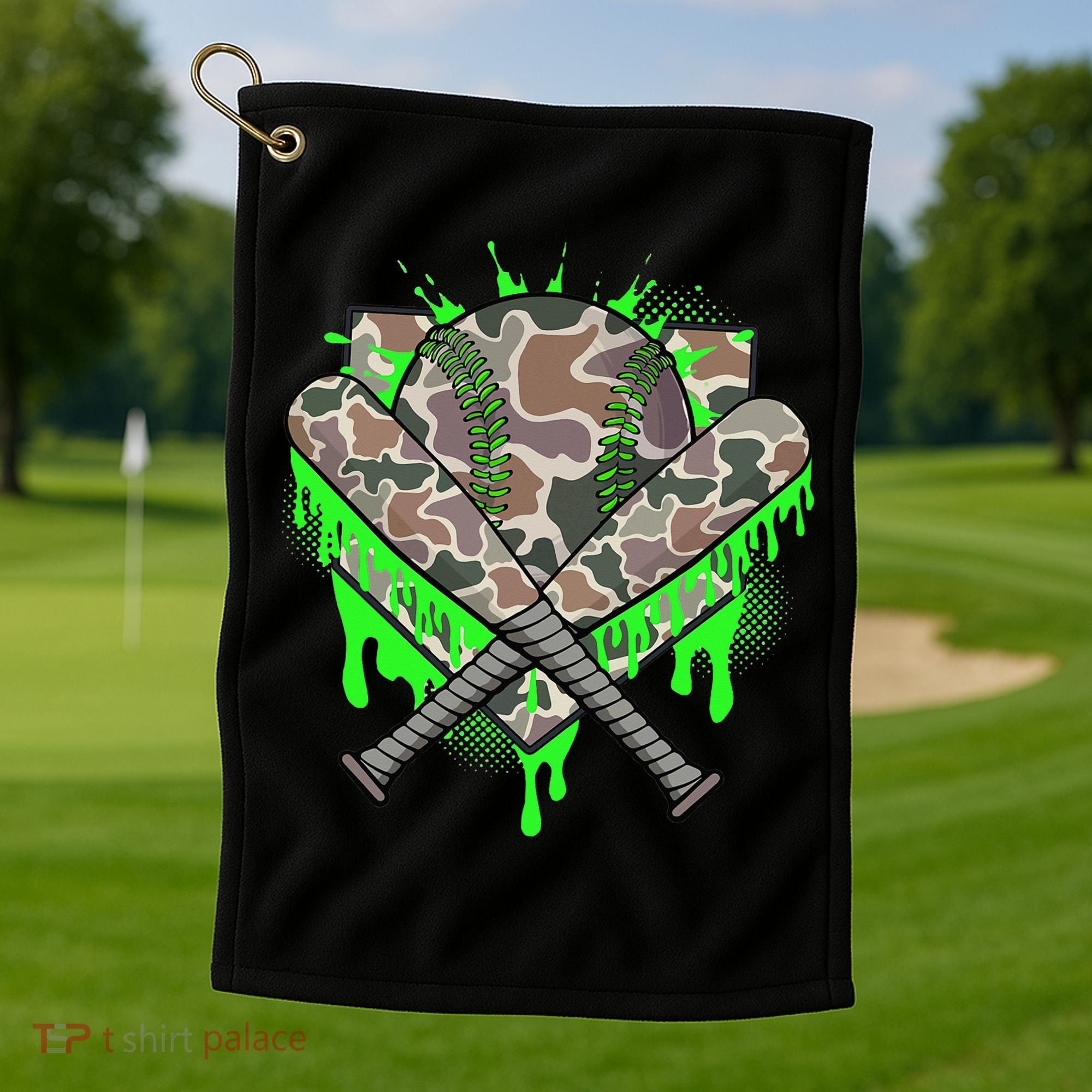 Baseball Drip For Ice Cream Dripping Baseball Camo Golf Towel