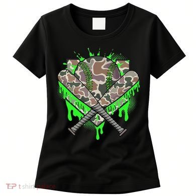 Baseball Drip For Ice Cream Dripping Baseball Camo Women's T-Shirt
