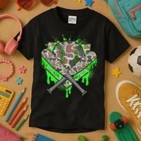 Baseball Drip For Ice Cream Dripping Baseball Camo Kids T-Shirt thumb 3