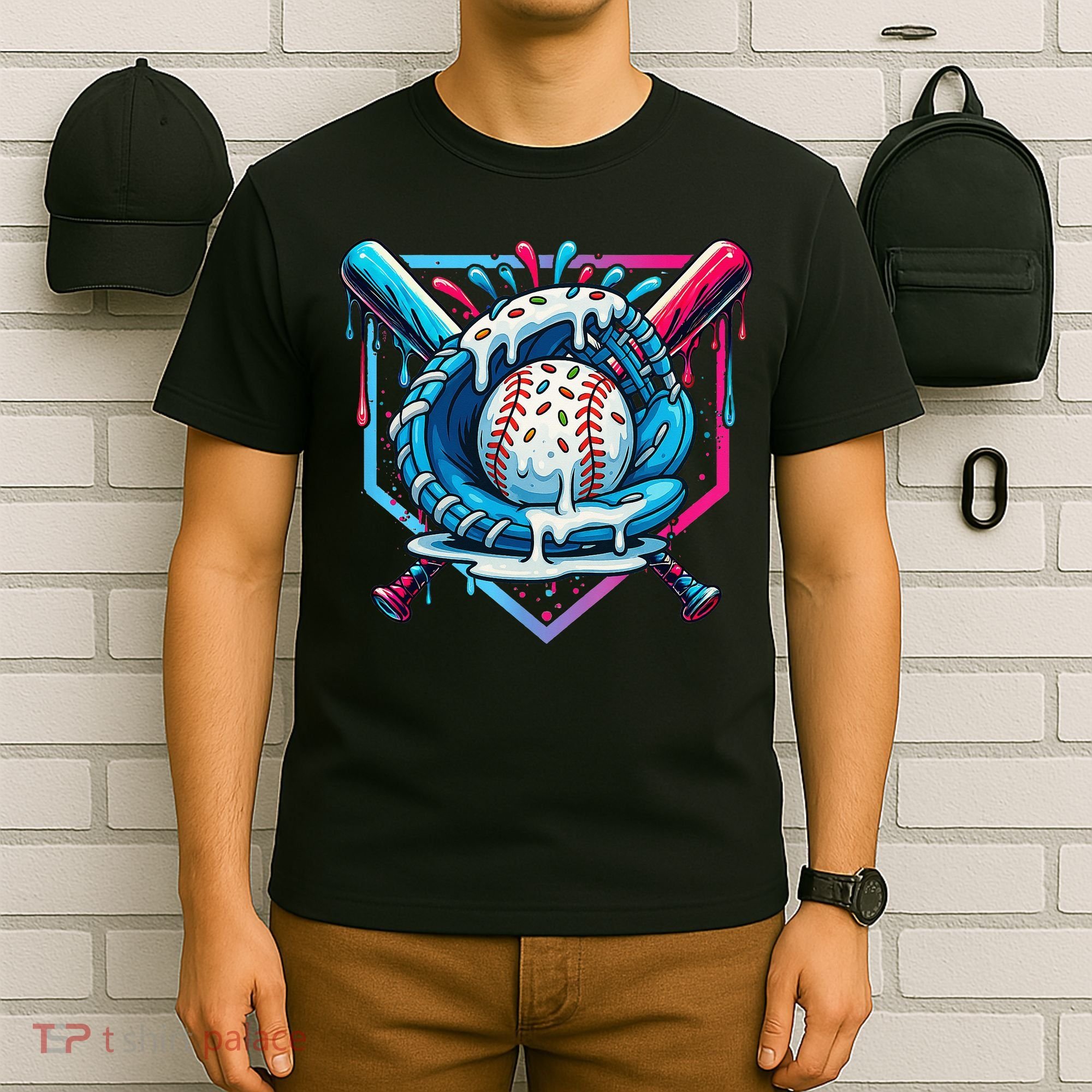 Baseball Drip For Ice Cream Drip Baseball T-Shirt